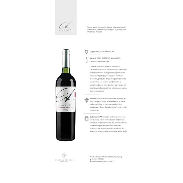 botella de vino tinto borbore avanti cabernet sauvignon 750ml-jac-wine