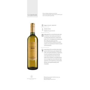 Botella de Vino Blanco Borbore La Quebrada Moscato 750 cc jacwine