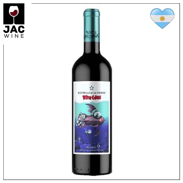 Botella de Vino Tinto Estrella de los Andes Wine Glass Malbec jacwine